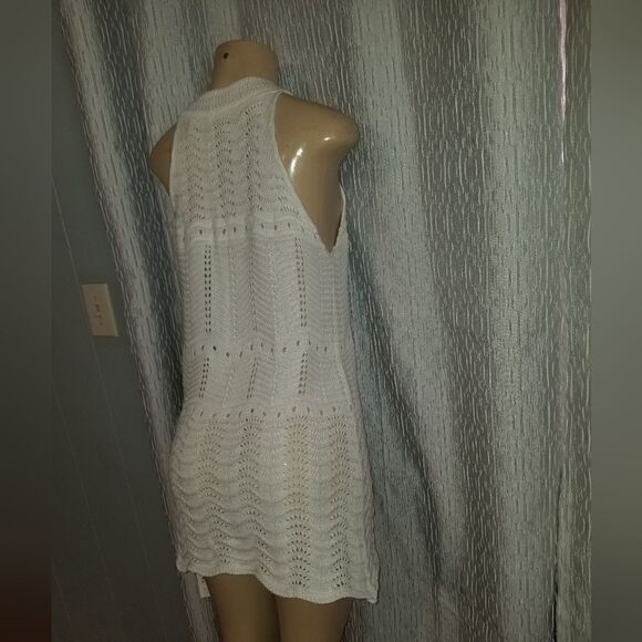 Women Mock Neck Crochet Bodycon Cover-Up Dress Small pre-owned - Picture 8 of 10